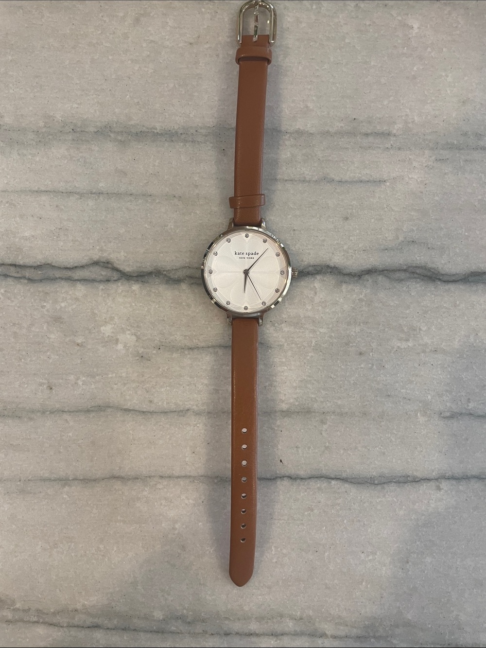 kate spade Tan Leather Strap Silver Watch needs battery